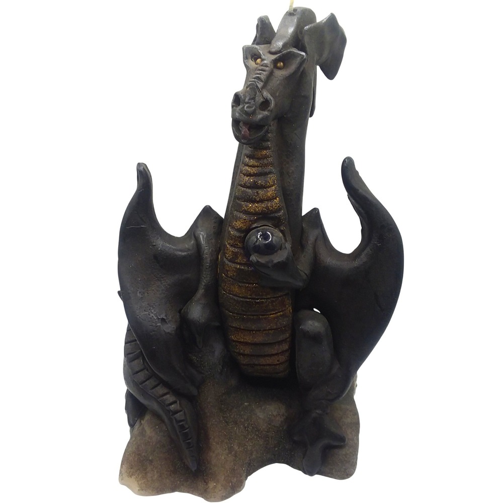 Northern Lights Signed Dragon Candle Gothic Winged‎ 9" Magic Fantasy Mythical